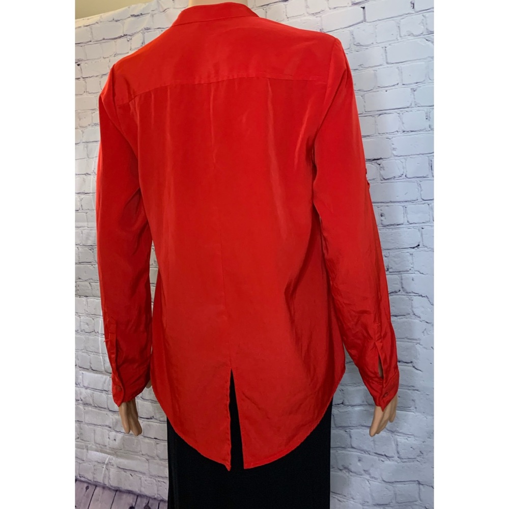 Express Size Small Ruby Red Silky Button Down Blo… - image 6